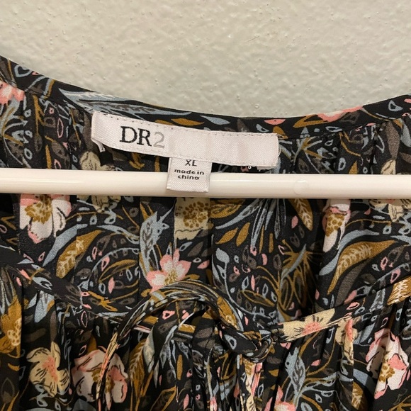 Gorgeous DR2 Sheer Black Floral Boho Blouse size XL - Picture 5 of 7